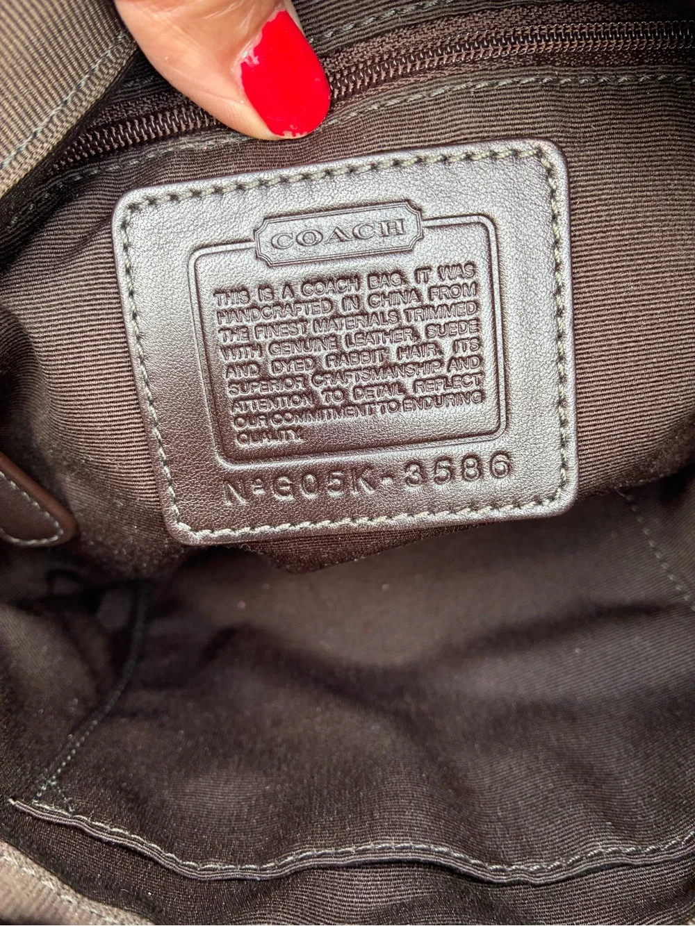 Coach G05K-3586 Ski Bunny Hobo Bag 2005 Dark Brown Quilted Rabbit Fur Y2K